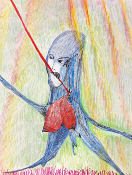 Detail of - We drip feed the chalice heated by the sun, drawing, 2021